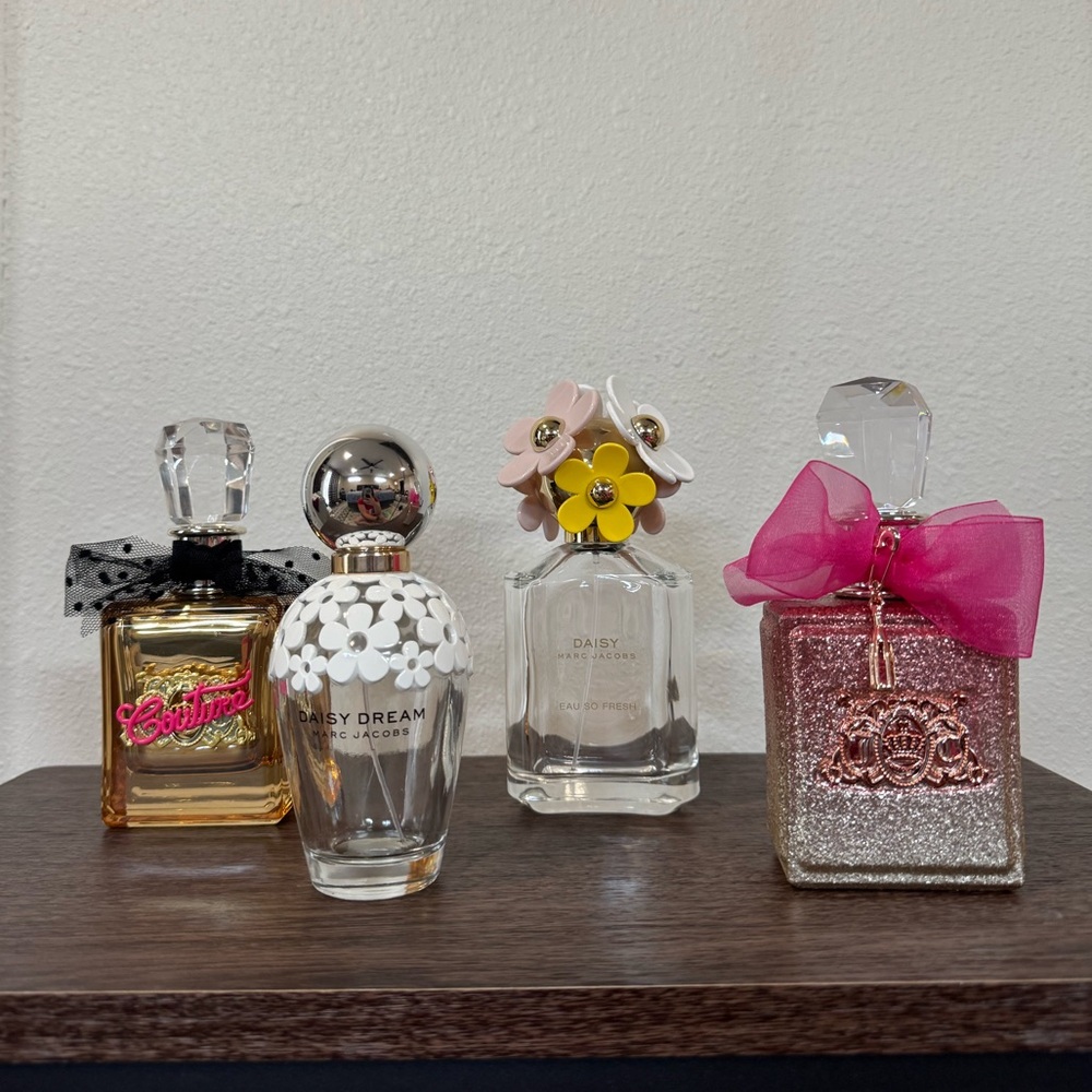 EMPTY Marc Jacobs and Juicy Couture perfume bottles